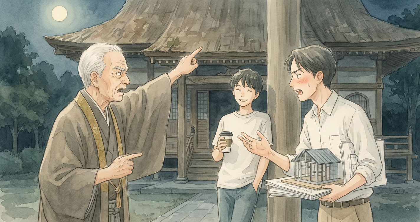 深夜、寺、そして建築家。 のカバー画像